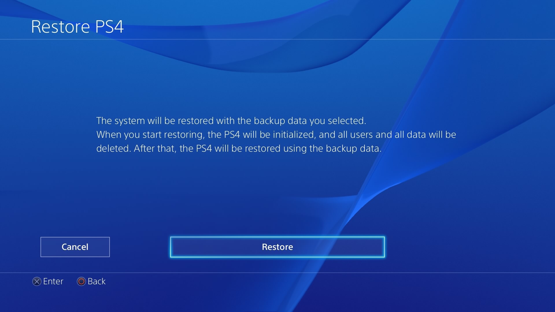 PS4 Restore